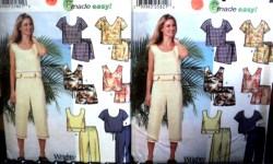 7234 6 EZ CUTE SS/SLVLSS CROP TOPS, BOTTOMS, SKORT PATTERN 6-20